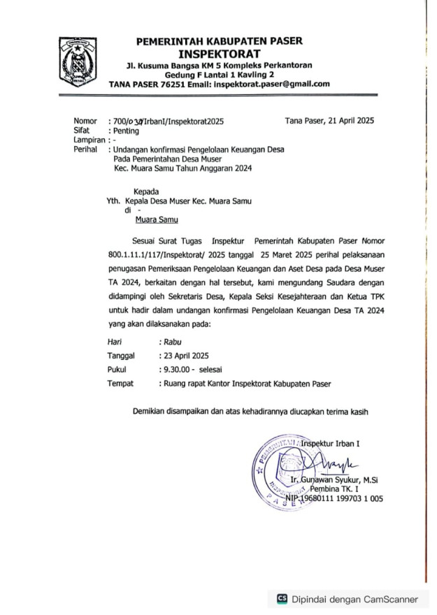 UNDANGAN KONFIRMASI PENGELOLAAN KEUANGAN DESA